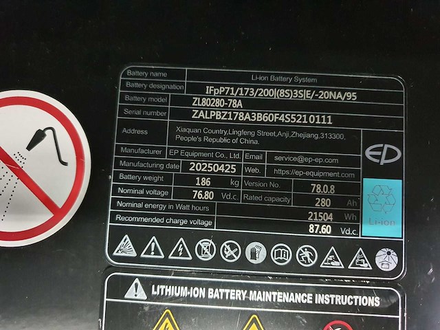 Ep - efxz-251 - 4,8 meter triplex, li-ion, free-lift, side-shift - vorkheftruck - afbeelding 4 van  19