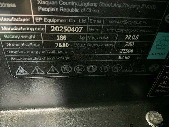 Ep - efxz-301-h - 4,8 meter triplex, li-ion, free-lift, side-shift - vorkheftruck - afbeelding 7 van  19