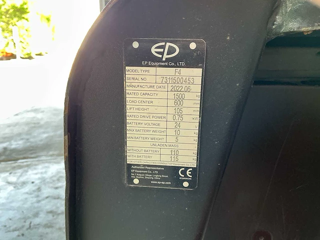 Ep equipment - f4 (niet werkend) - elektrische pallettrucks - 2022 - afbeelding 5 van  5