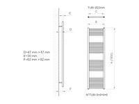 Ercos handdoekradiator/ badkamerradiator afmetingen 600 x 1800 mm mat zand - afbeelding 2 van  4
