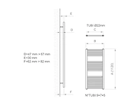 Ercos handdoekwarmer voor badkamer modern staal verchroomd breedte 600 cm hoogte 1120 cm - afbeelding 2 van  4
