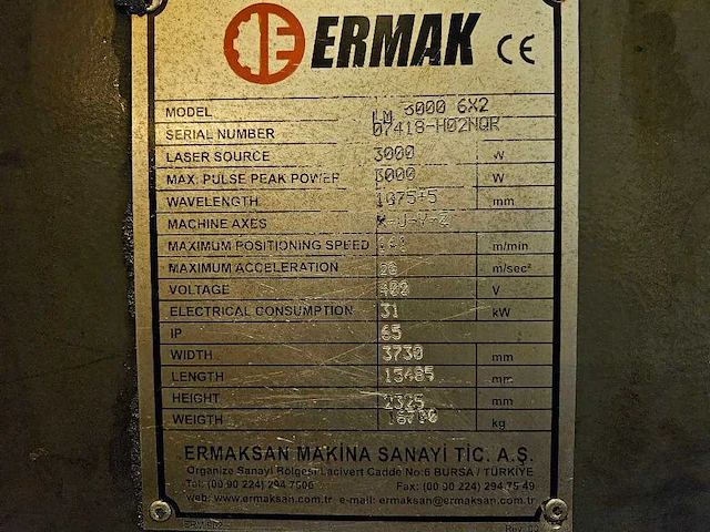 Ermaksan ipg - fibermak momentum gen 2 - lasersnijmachine - 2014 - afbeelding 27 van  28