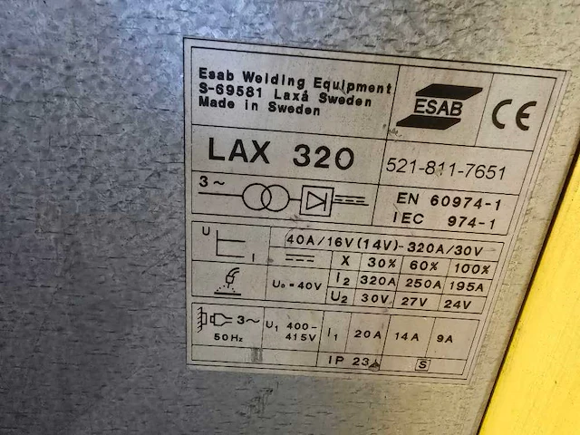 Esab - lax 320 - mig lasapparaat - afbeelding 5 van  5