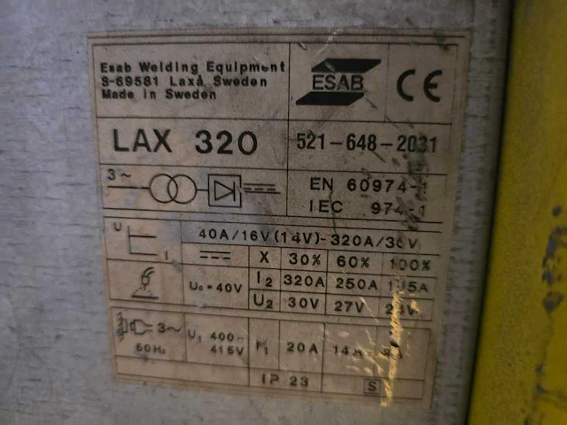 Esab - lax 320 - mig lasapparaat - afbeelding 8 van  8
