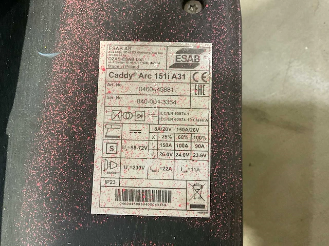 Esab caddy arc 151i a31 elektrode lasmachine - afbeelding 4 van  5