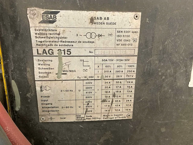 Esab lag315 lasmachine - afbeelding 7 van  7