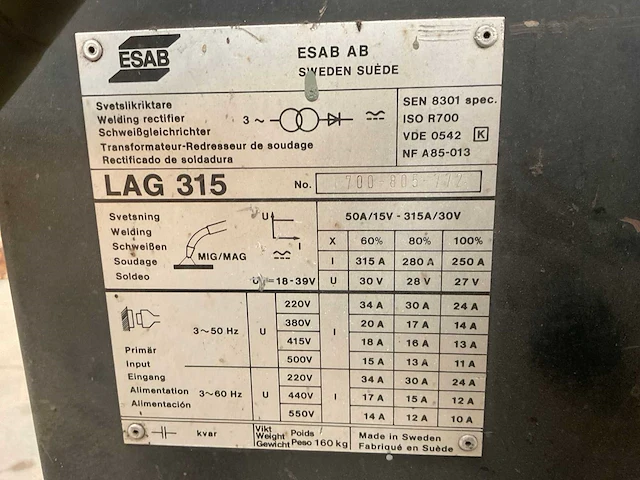Esab lag315 lasmachine - afbeelding 6 van  6
