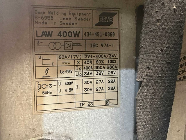 Esab law 400w mig lasapparaat - afbeelding 7 van  7