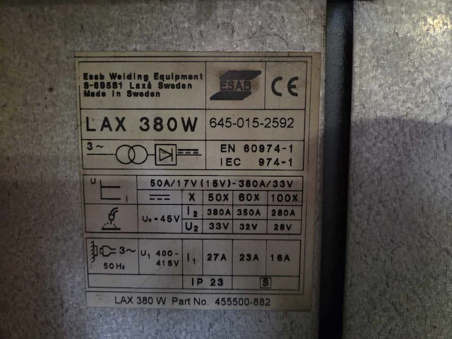 Esab lax 380w mig lasapparaat - afbeelding 4 van  4