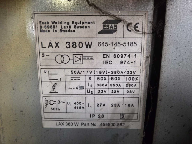 Esab lax 380w mig lasapparaat - afbeelding 4 van  4