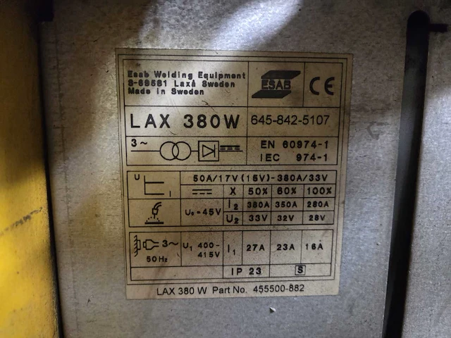 Esab lax 380w mig lasapparaat - afbeelding 4 van  4