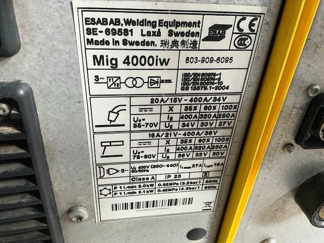 Esab mig 4000iw mig lasapparaat - afbeelding 8 van  8