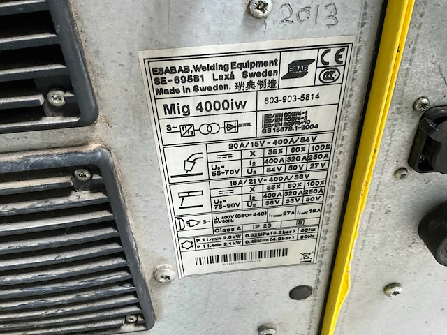 Esab mig 4000iw mig lasapparaat - afbeelding 5 van  5