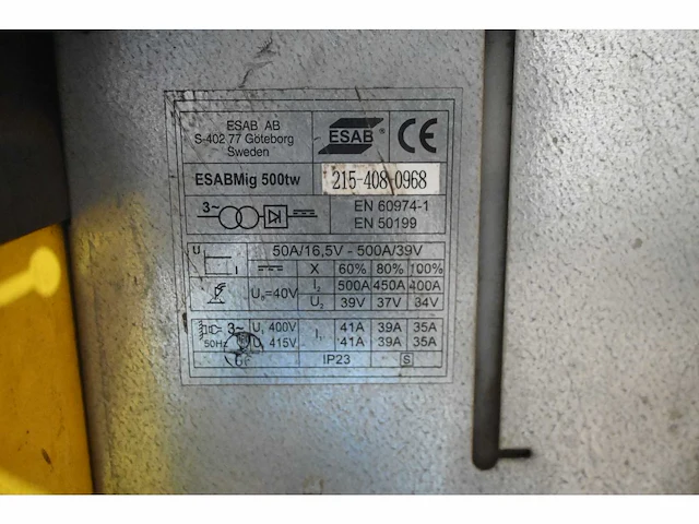 Esab mig 500tw lasapparaat met esab 48-4 feed unit - afbeelding 7 van  11