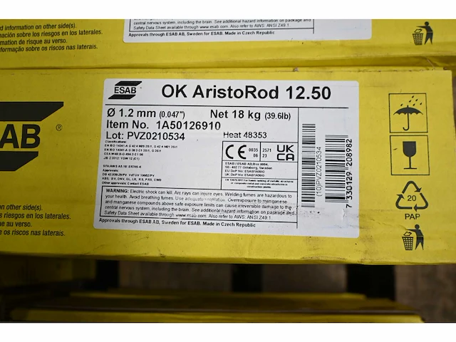Esab ok aristorod 12.5 - 1.2mm lasdraad rol (18x) - afbeelding 3 van  3