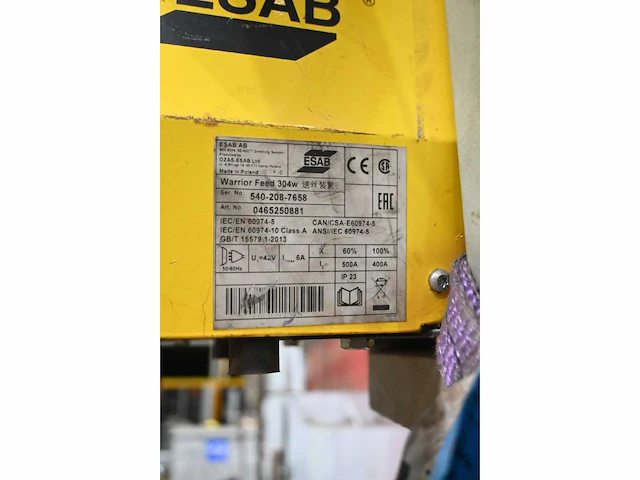 Esab warrior 400i cc/cv lasapparaat met esab warrior 304w feed unit - afbeelding 9 van  11