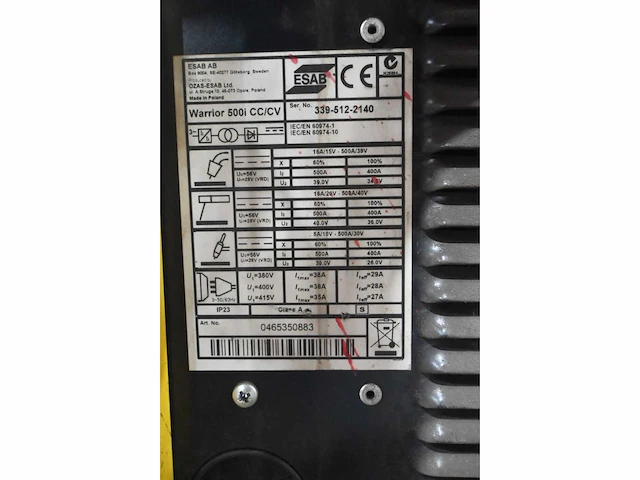 Esab warrior 500i cc/cv lasapparaat met esab warrior 304w feed unit - afbeelding 12 van  13