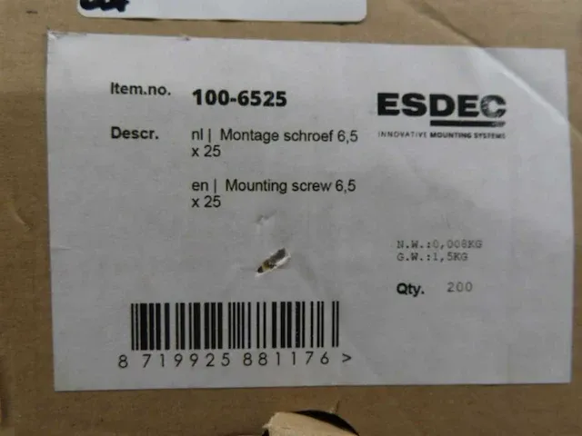 Esdec - montageschroef 6,5x25 (1200x) - afbeelding 2 van  2