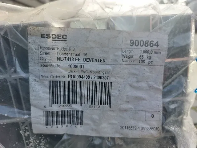 Esdec clickfit - evo - pak met 108 montageprofielen (1060 mm) t.b.v. zonnepanelen - afbeelding 2 van  3