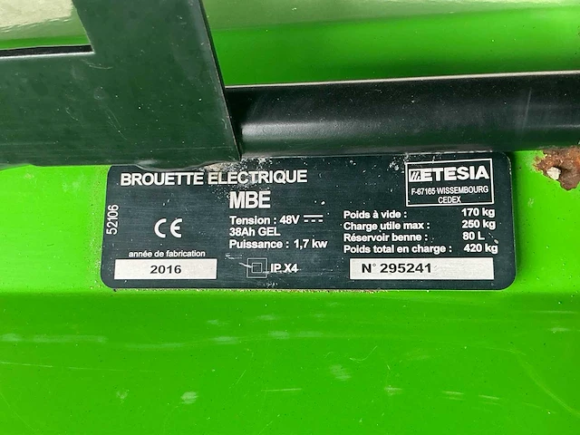 Etesia mbe elektrische kruiwagen - afbeelding 4 van  14