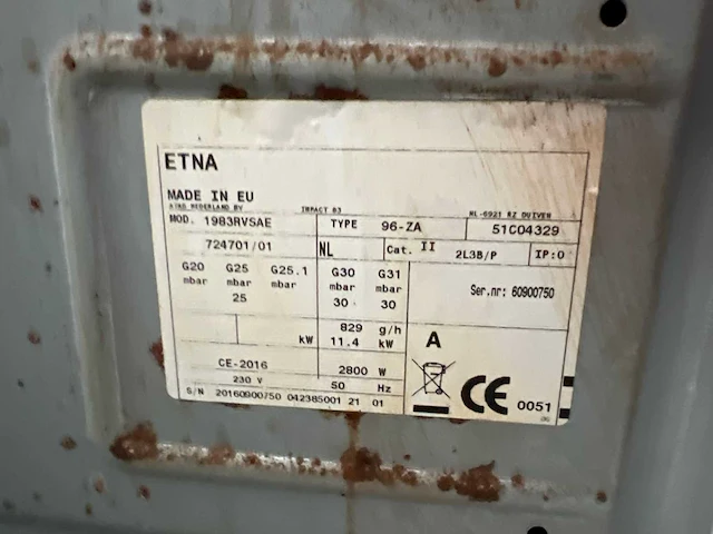 Etna 1983rvsae/e1 gasfornuis - afbeelding 4 van  4