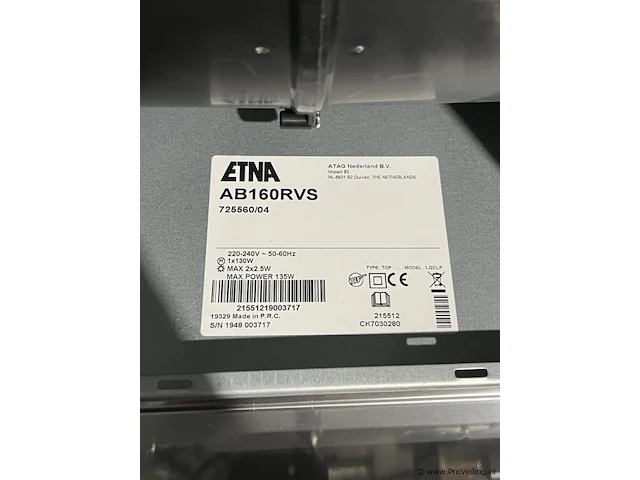 Etna afzuigkap, rvs - model ab160rvs - afbeelding 6 van  6