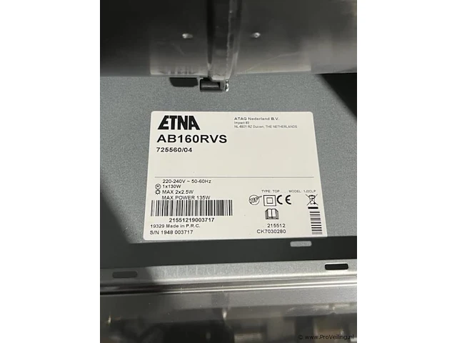 Etna afzuigkap, rvs - model ab160rvs - afbeelding 6 van  6