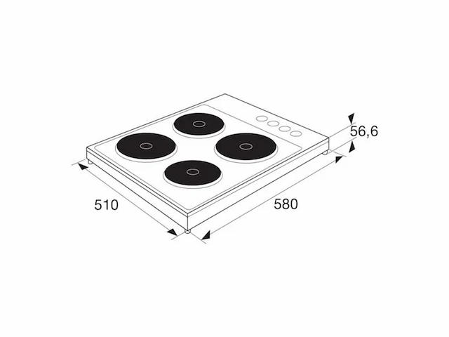 Etna kev158wit kookplaat aanrecht 58 cm gesealde plaat 4 zone(s) wit - afbeelding 2 van  6