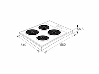Etna kev158wit kookplaat aanrecht 58 cm gesealde plaat 4 zone(s) wit - afbeelding 2 van  6