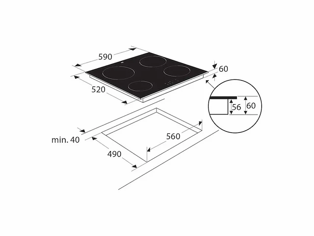 Etna ki2160zt inbouw inductiekookplaat - afbeelding 4 van  5