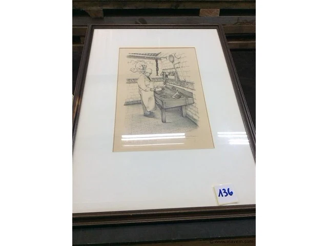 Ets " de beenhouwer " getekend - afbeelding 1 van  4