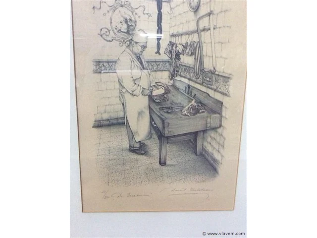 Ets " de beenhouwer " getekend - afbeelding 3 van  4
