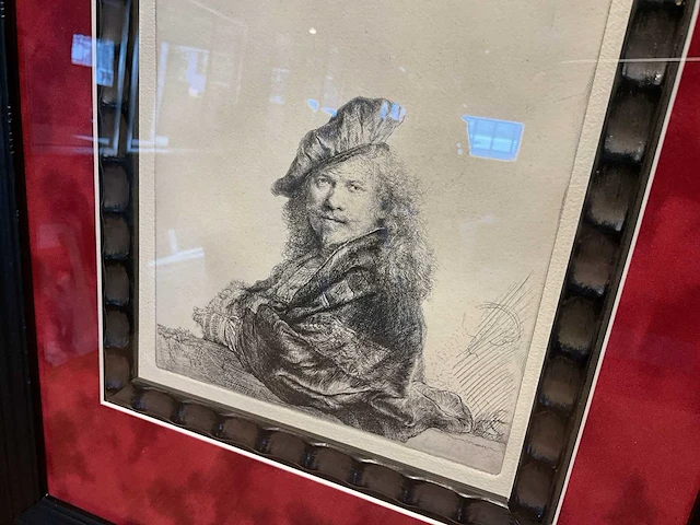 Ets rembrandt zelf portret - afbeelding 3 van  6