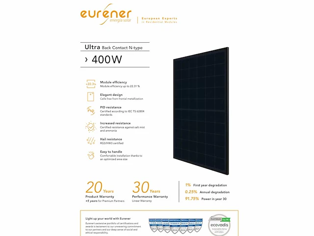 Eurener - 400wp full black - solar panel (12x) - afbeelding 2 van  4