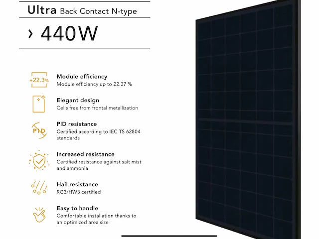 Eurener 440 wp full black ibc technology zonnepaneel (12x) - afbeelding 3 van  5