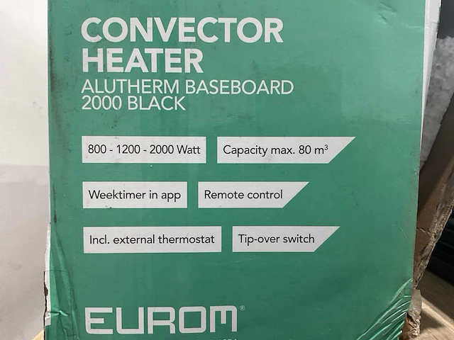 Eurom alutherm baseboard 2000 black convector verwarming - afbeelding 8 van  8