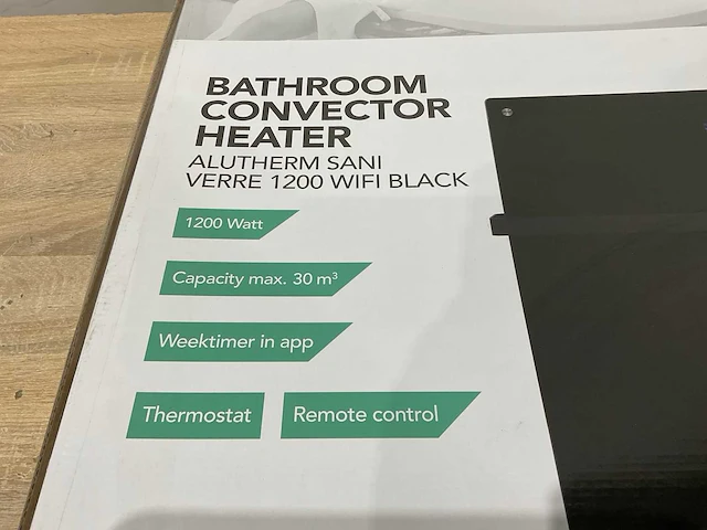 Eurom alutherm sani verre 1200 wifi black badkamer warmte paneel - afbeelding 3 van  7