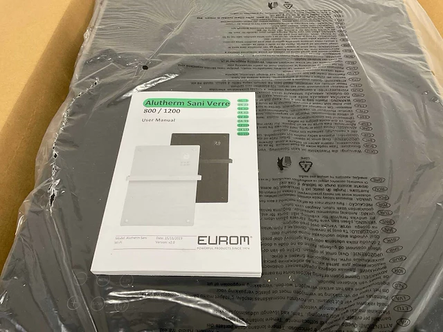 Eurom alutherm sani verre 1200 wifi black badkamer warmte paneel - afbeelding 7 van  7
