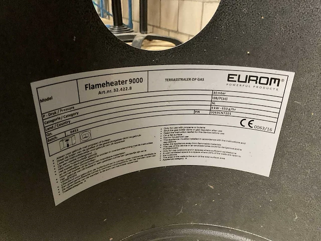 Eurom flameheater 9000 terrasverwarming - afbeelding 5 van  6