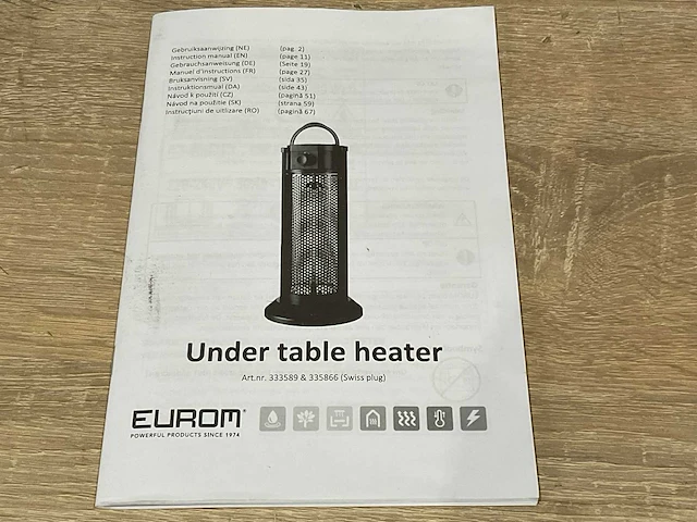 Eurom under table heater terras heater (2x) - afbeelding 6 van  7