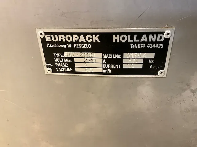 Europack haz-2002 vacuüm machine - afbeelding 13 van  13