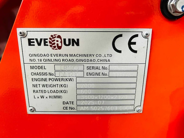 Everun - 2025 - er1000 - telescopische knikwiellader kubota euro5 - afbeelding 4 van  26