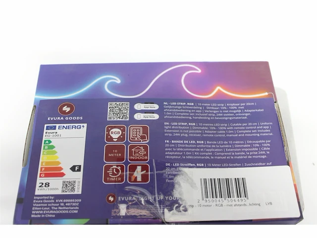 Evura goods led strip 10 meter waterproof ip65 rgb met afstandsbediening & telefoon app - afbeelding 5 van  5
