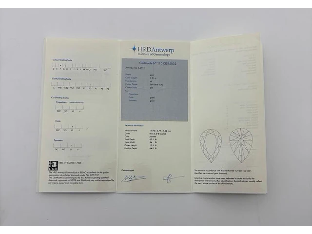 Exclusieve hanger met een druppelvormige natuurlijk geslepen diamant ( hrd gecertificeerd ) - afbeelding 5 van  7