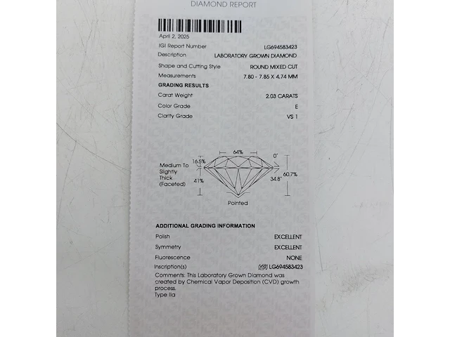 Exclusive 2.03 ct portuguese cut diamant ( igi gecertificeerd ) - afbeelding 13 van  13
