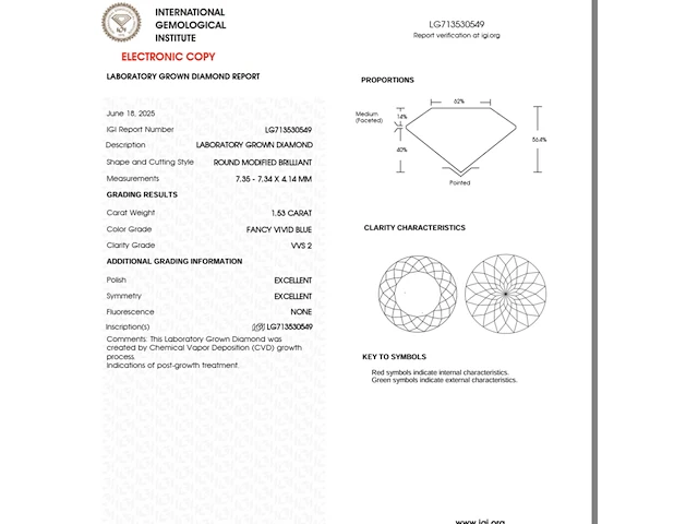 Exclusive portuguese cut diamant - 1.53ct - vivid blue ( igi gecertificeerd ) - afbeelding 4 van  4