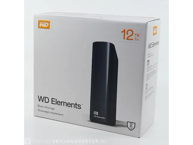 Externe harde schijf wd elements, basic storage 12tb wdbwlg0120hbk - afbeelding 1 van  8