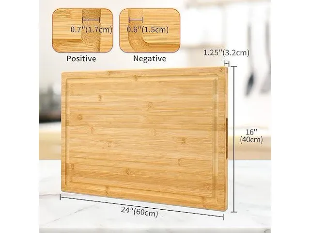 Extra grote xxxl bamboe snijplank 61x40 cm - afbeelding 4 van  4