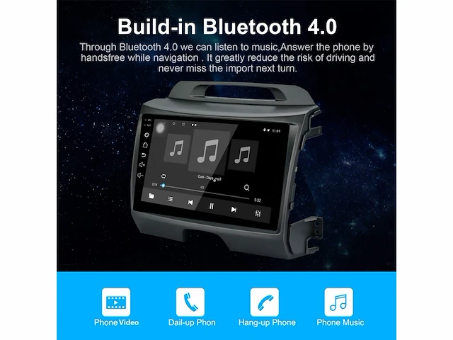 Ezonetronics android 10.1 autoradio stereo voor kia sportage 2010-2015 9 inch gps-navigatie 2g ram + 32g rom - afbeelding 3 van  4
