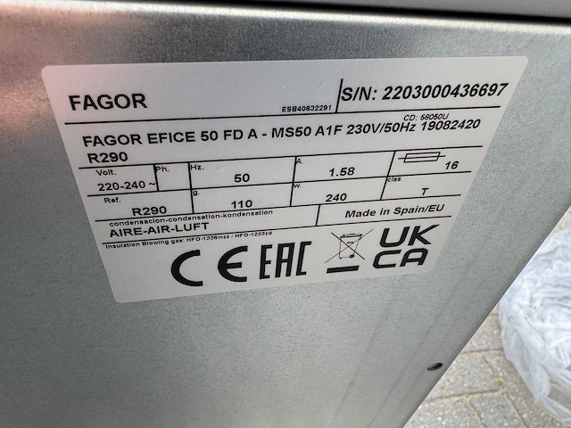 Fagor - 50kg - ijsblokjesmachine ongebruikt - afbeelding 4 van  4